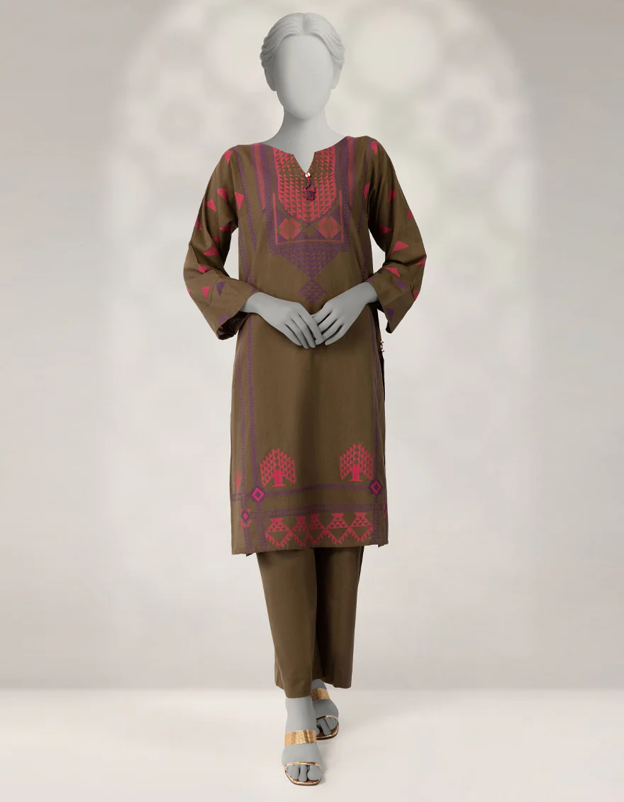 GREEN JACQUARD 2PC STITCHED | JLAWN-W-JST-25-2240/S FOLK-04