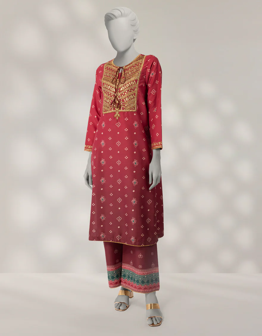 MAROON RAW SILK 2PC STITCHED | JLAWN-W-JST-25-2250/S CHUNRI-1