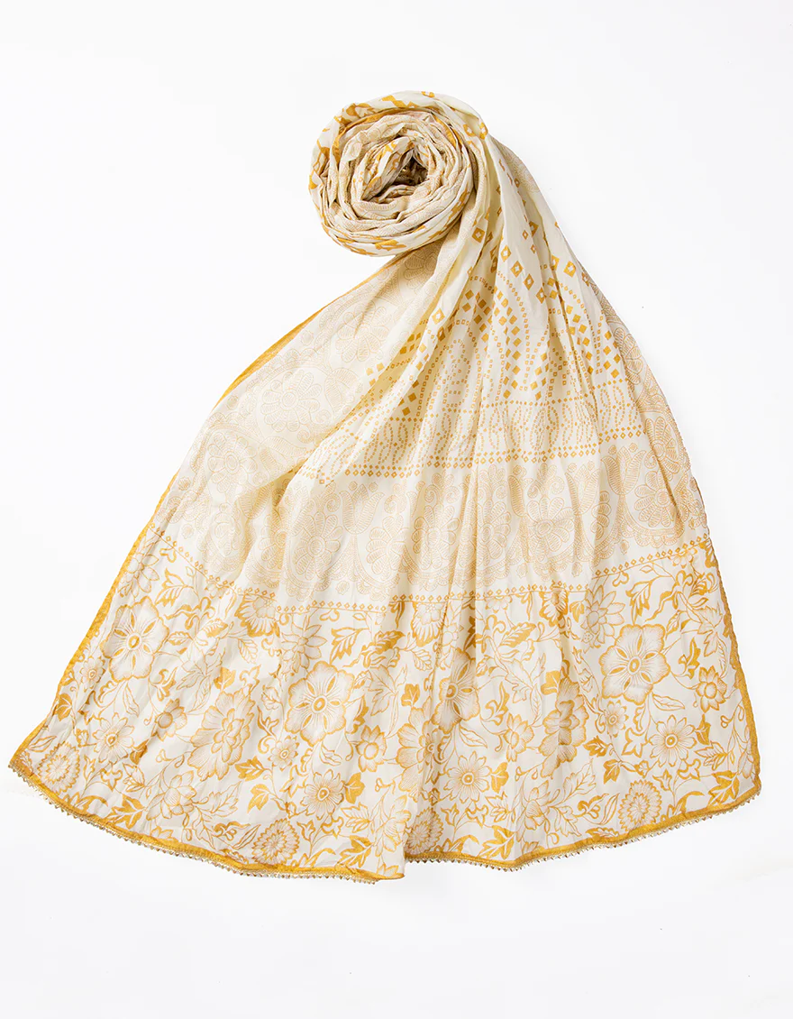 OFF WHITE LAWN DUPATTA | JLDP-S-25-2633 FB/PRINT-07