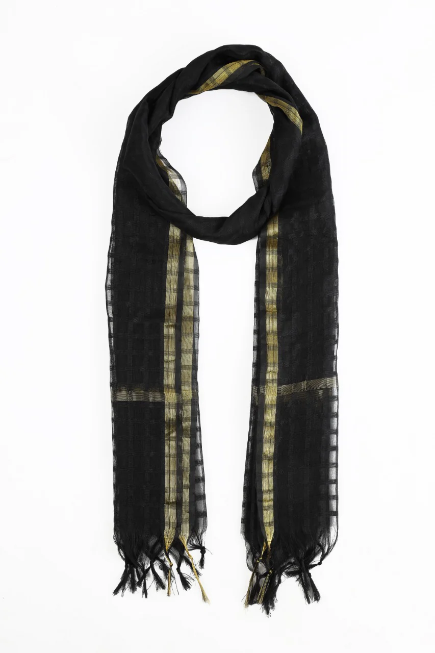 BLACK POLY ORGANZA DUPATTA | JLDP-US-20-0001 FB/POLY ORGANZA
