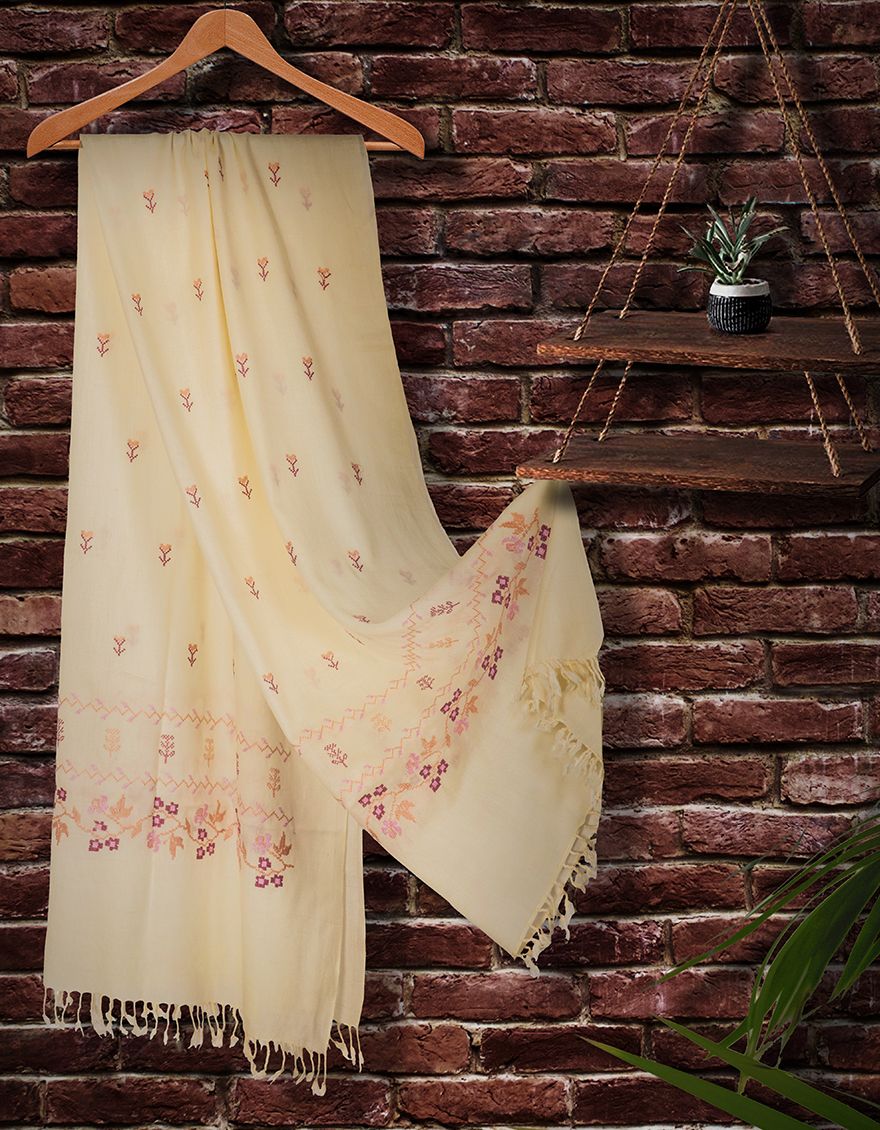 OFF WHITE SHAWL | JSH-SHW-US-21-0007 FB/SWATI WOOL