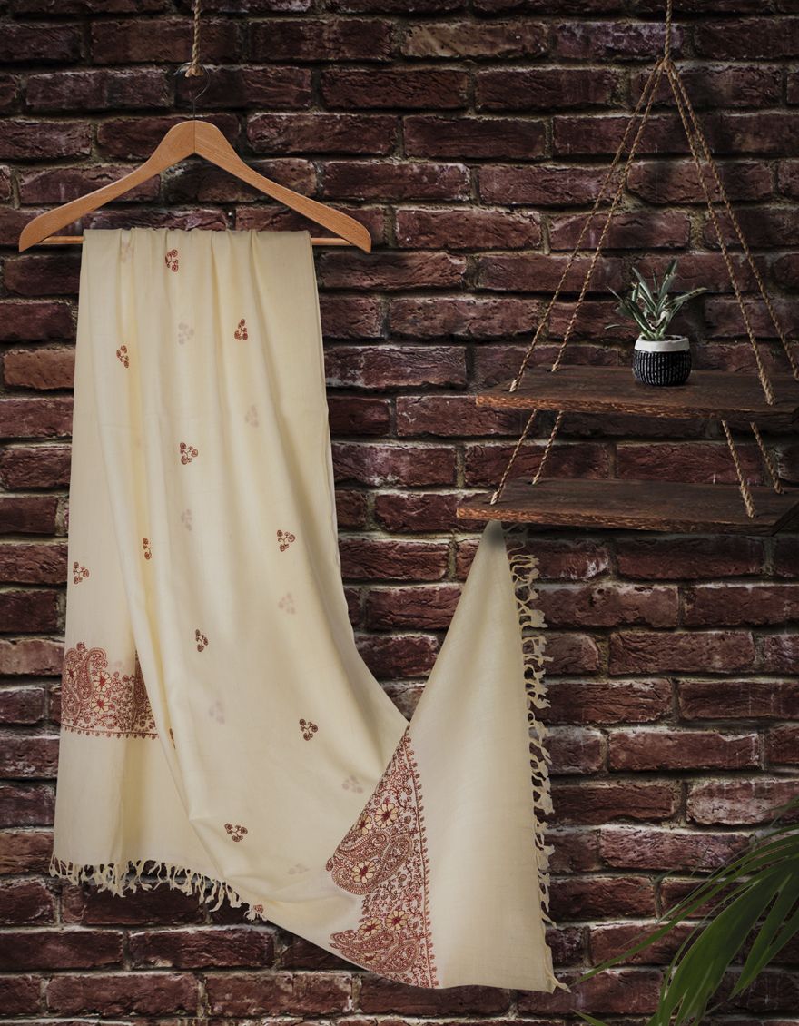 OFF WHITE SHAWL | JSH-SHW-US-21-0012 FB/SWATI WOOL