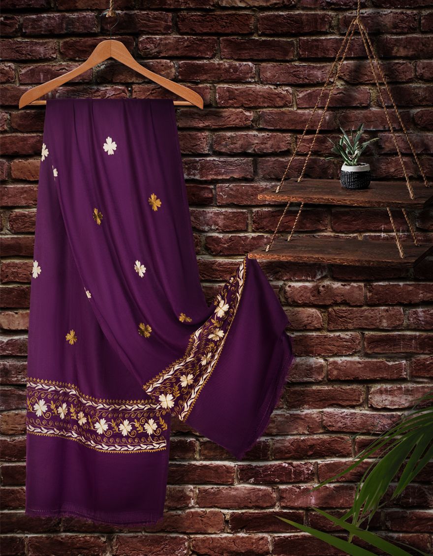 PURPLE PUR SHAWL | JSH-SHW-US-21-0020 FB/AARI BORDER SHAWL-PUR