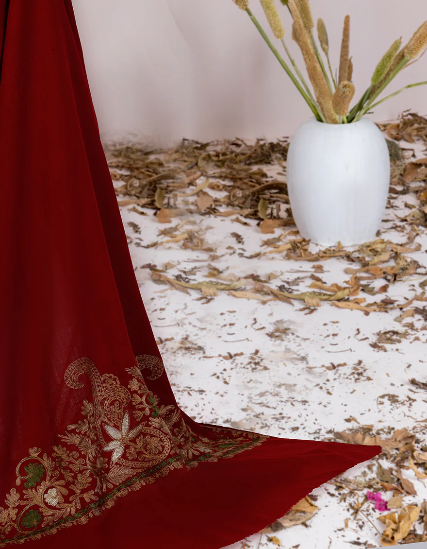 MAROON SHAWL | JSH-SHW-US-22-007 FB/AARI PALLA MUFFLER