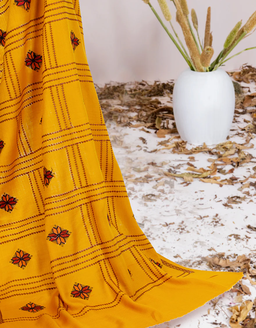 MUSTARD SHAWL | JSH-SHW-US-22-020 FB/STALLER DP CROSS STITCH FANCY