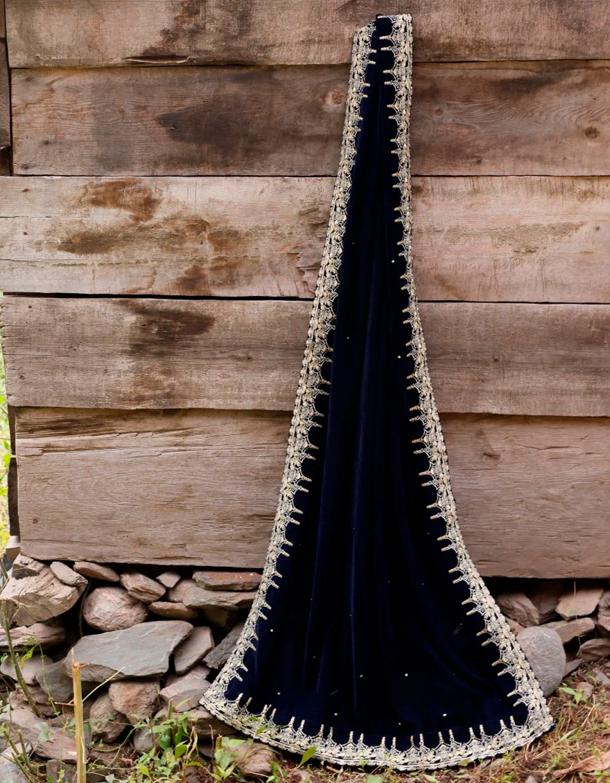 NAVY BLUE SHAWL | JSH-SHW-US-22-238 FB/FF-328