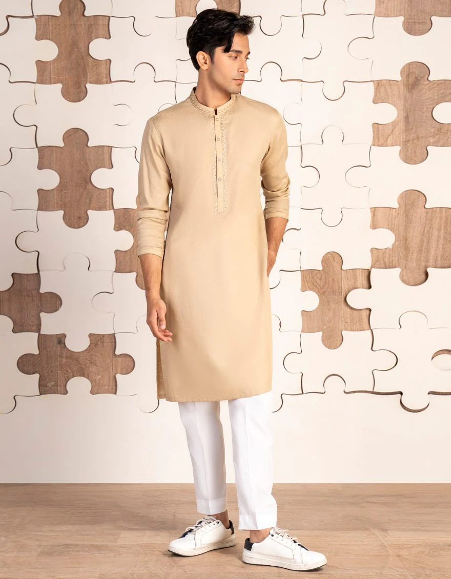 BROWN BLENDED KURTA | JTK-A-34845/S24/JJ9253-SF