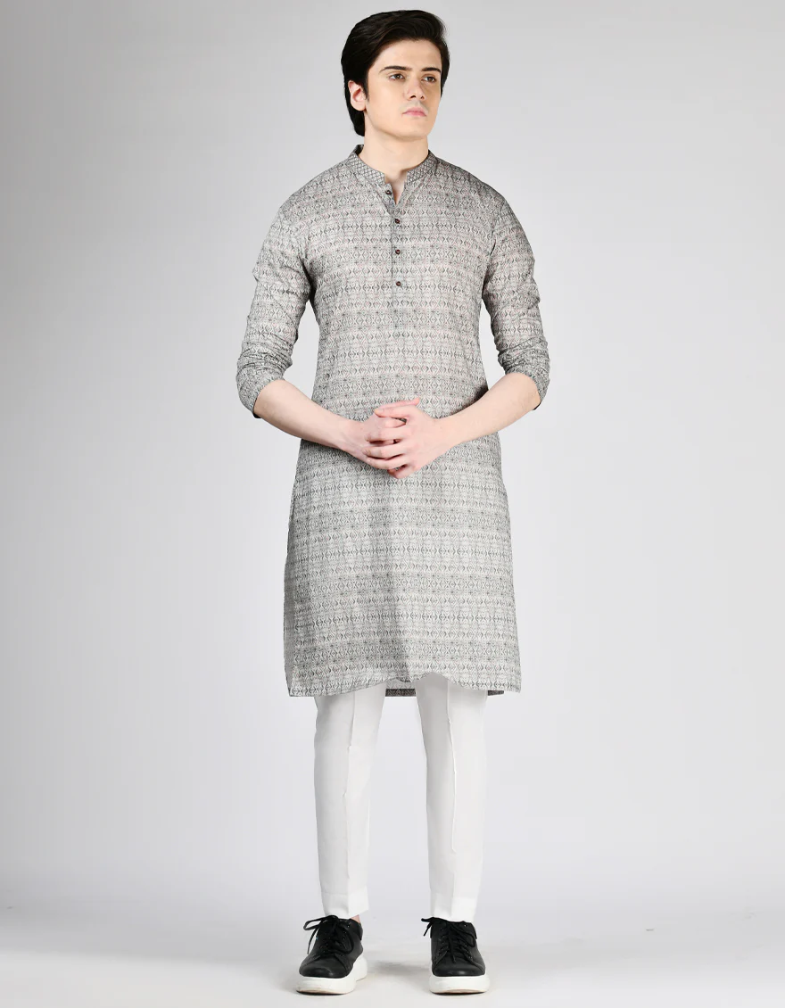 GREY COTTON KURTA | JTK-A-46479/S24/JJ8771-SF