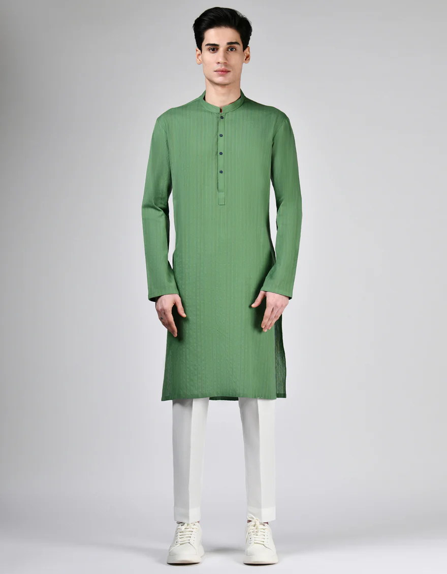 GREEN COTTON KURTA | JTK-A-46488/S24/DMR3379-PN