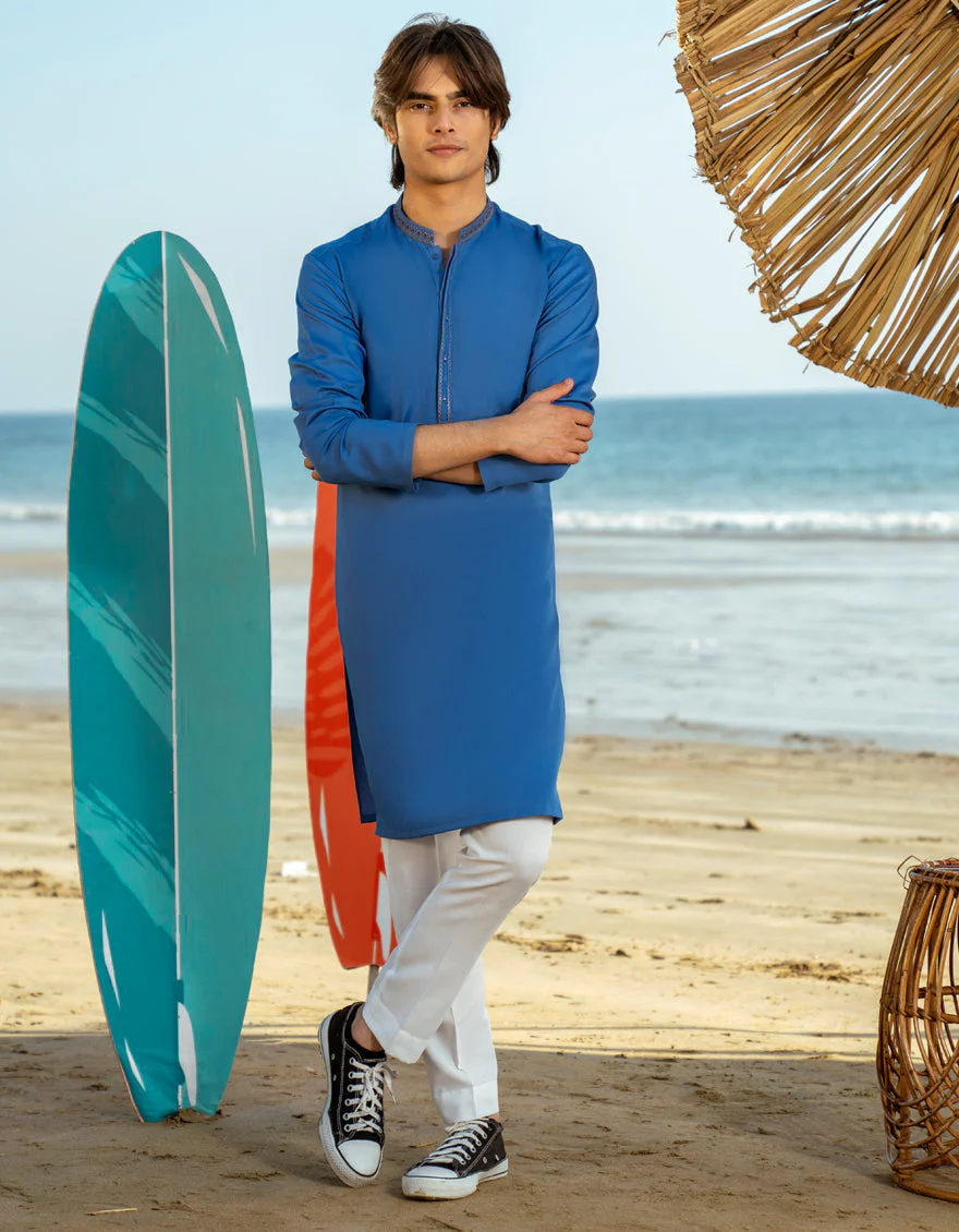 BLUE BLENDED KURTA | JTK-A-46543/S24/JJ9621-SF