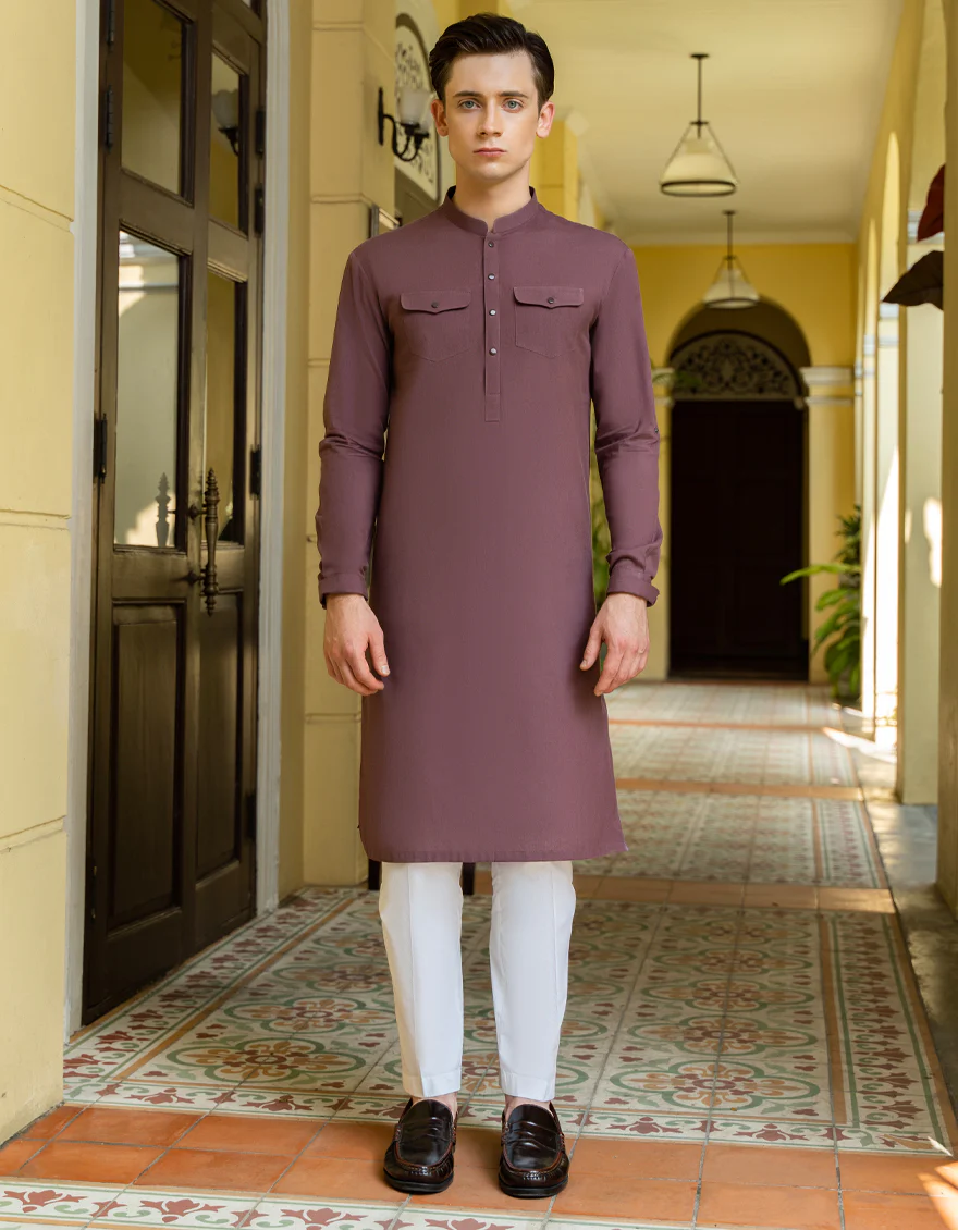 MAUVE COTTON KURTA | JTK-A-US-34341/S23/DME3192-PN