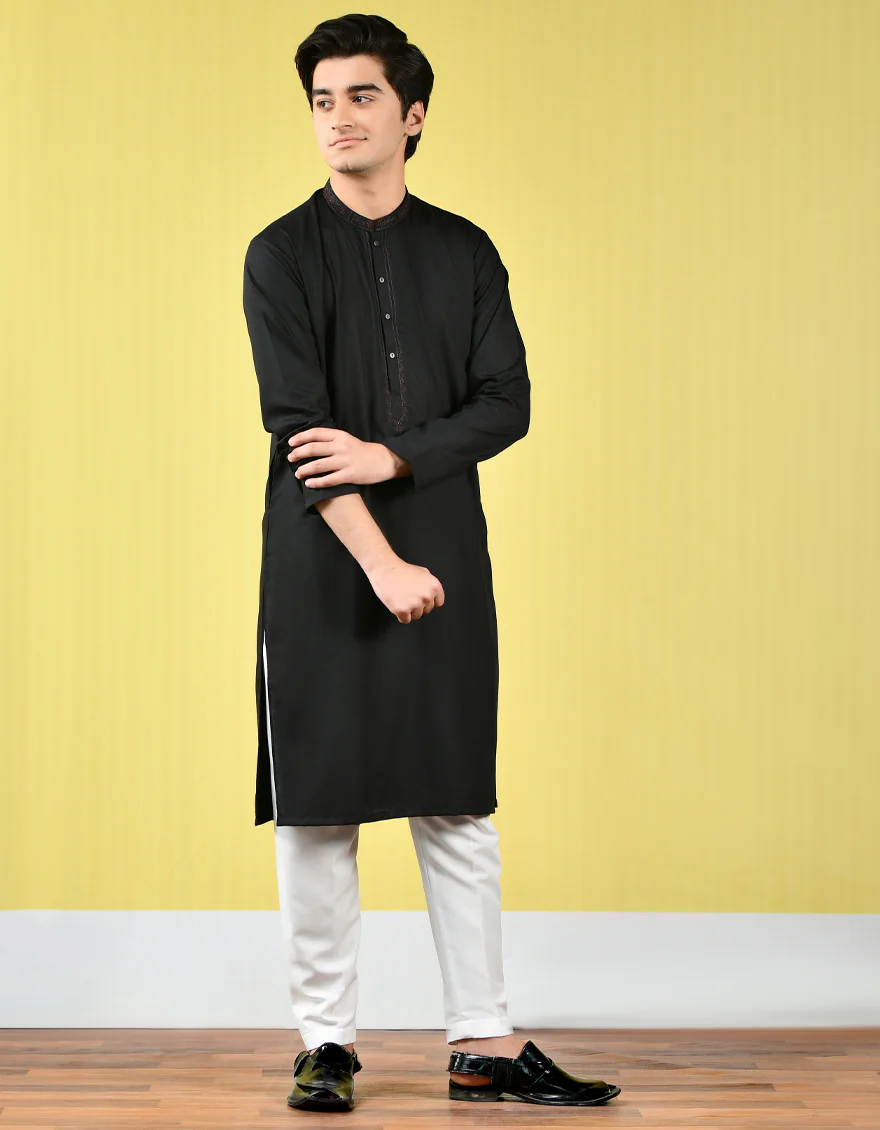 BLACK VISCOSE KURTA | JTK-A-US-42379/S22/JJ8165-SF