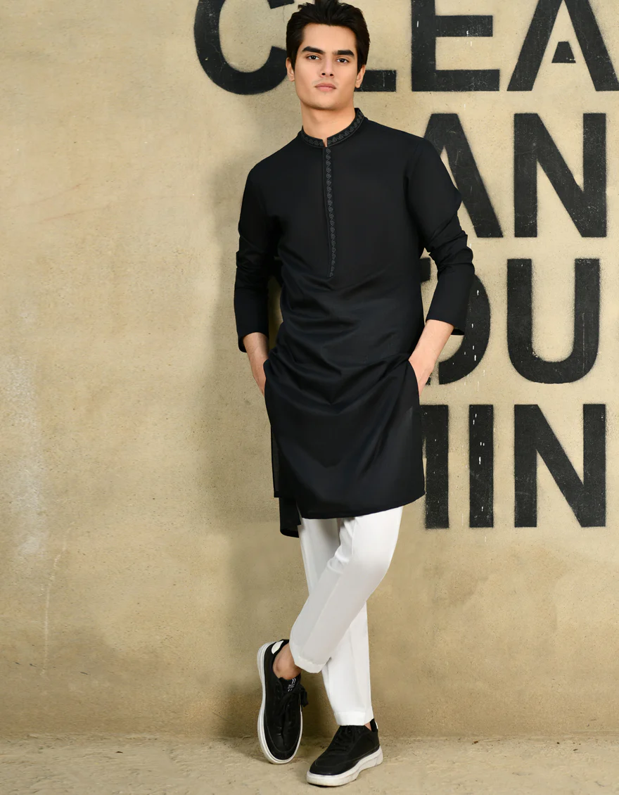 NAVY BLUE BLENDED KURTA | JTK-S-34588/S24/JJ8824-SF
