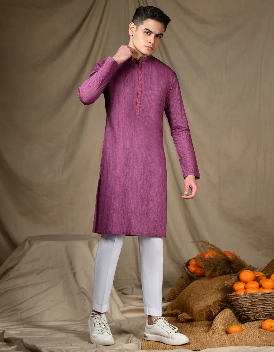 PURPLE COTTON KURTA | JTK-S-46311/S24/JJ9212-SF