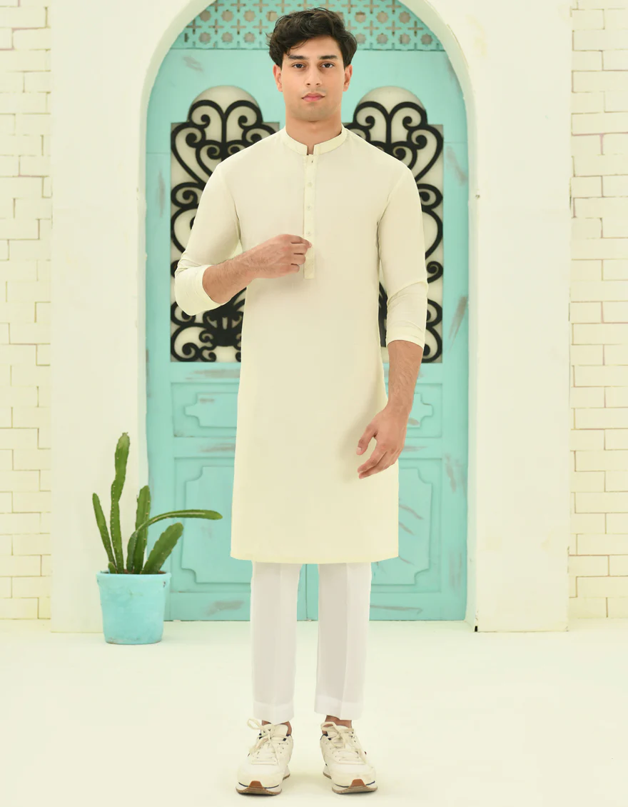 WHITE BLENDED KURTA | JTK-S-46337/S24/JJ9348-CL
