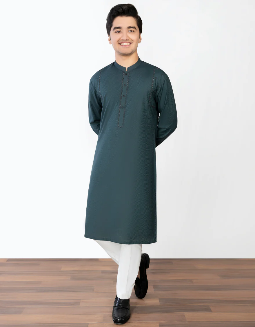 EMERALD GREEN COTTON KURTA | JTK-S-US-34379/S23/JJ7042-FL