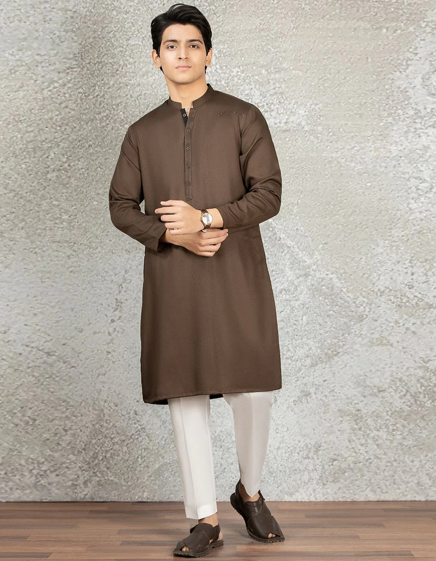WOOD BROWN KURTA | JTK-S-US-38453/S22/JJ8129-CL