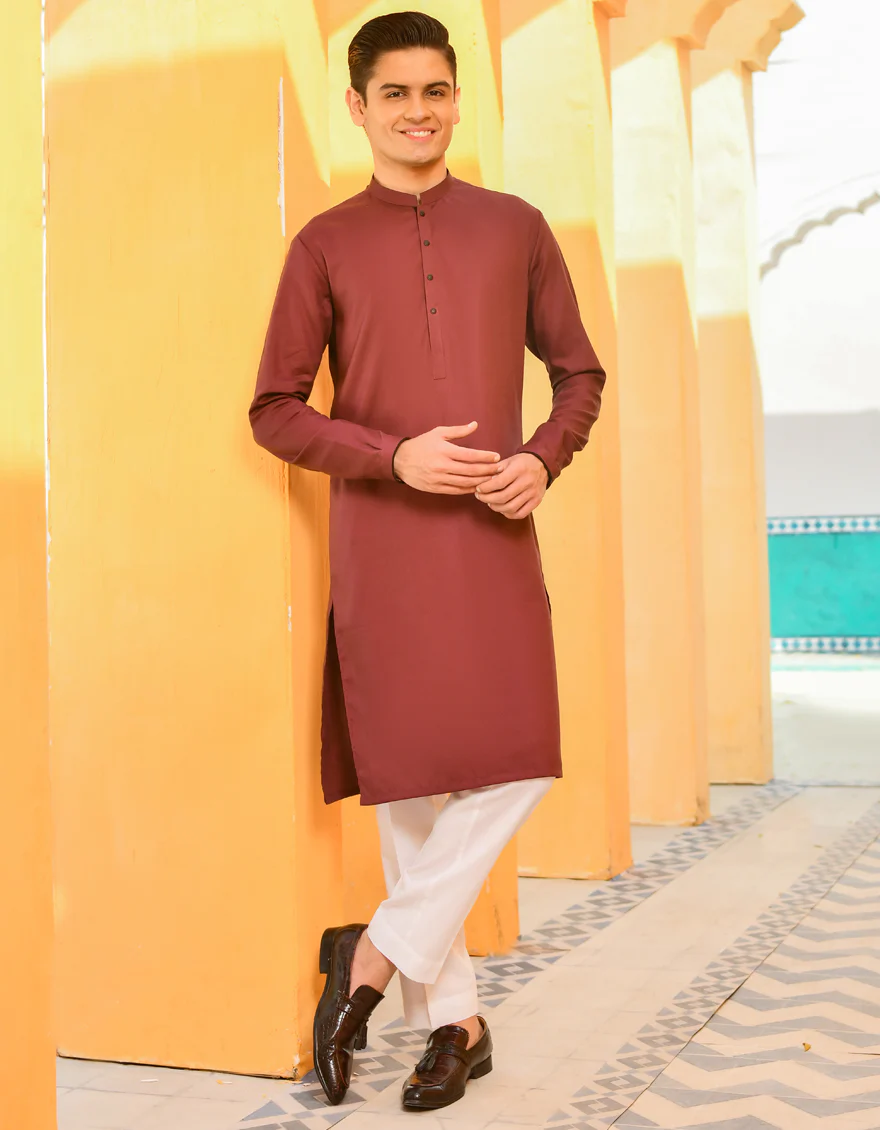MAROON COTTON KURTA | JTK-S-US-38485/S22/JJ8134-CL