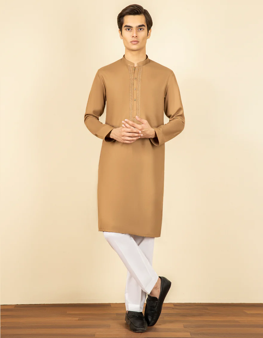 LIGHT BROWN BLENDED KURTA | JTK-S-US-38557/S22/JJ8128-FL