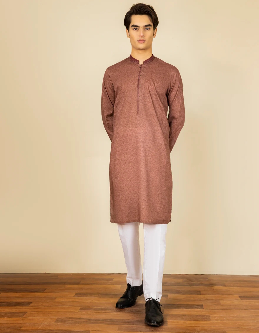 DULL BROWN COTTON KURTA | JTK-S-US-39315/S22/JJ7546-SF