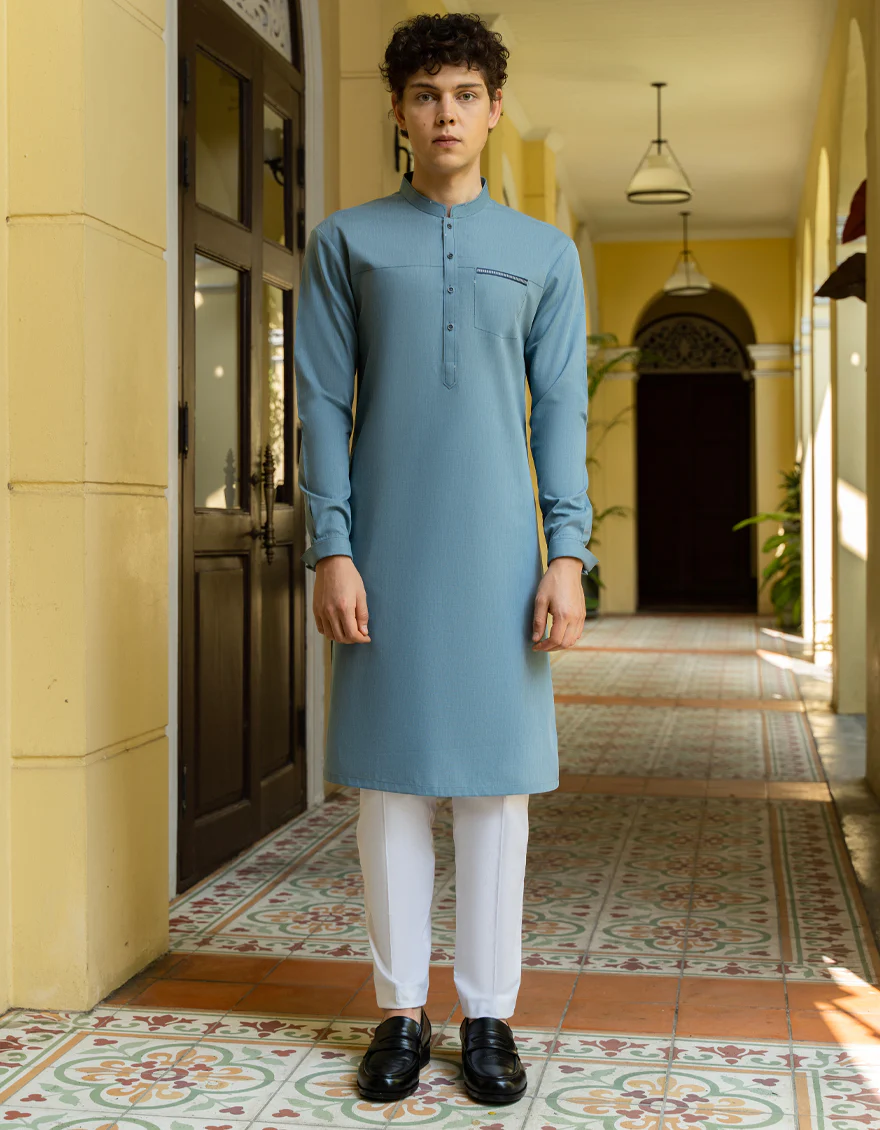 PALE BLUE BLENDED KURTA | JTK-S-US-46048/S23/JJ8213-CL