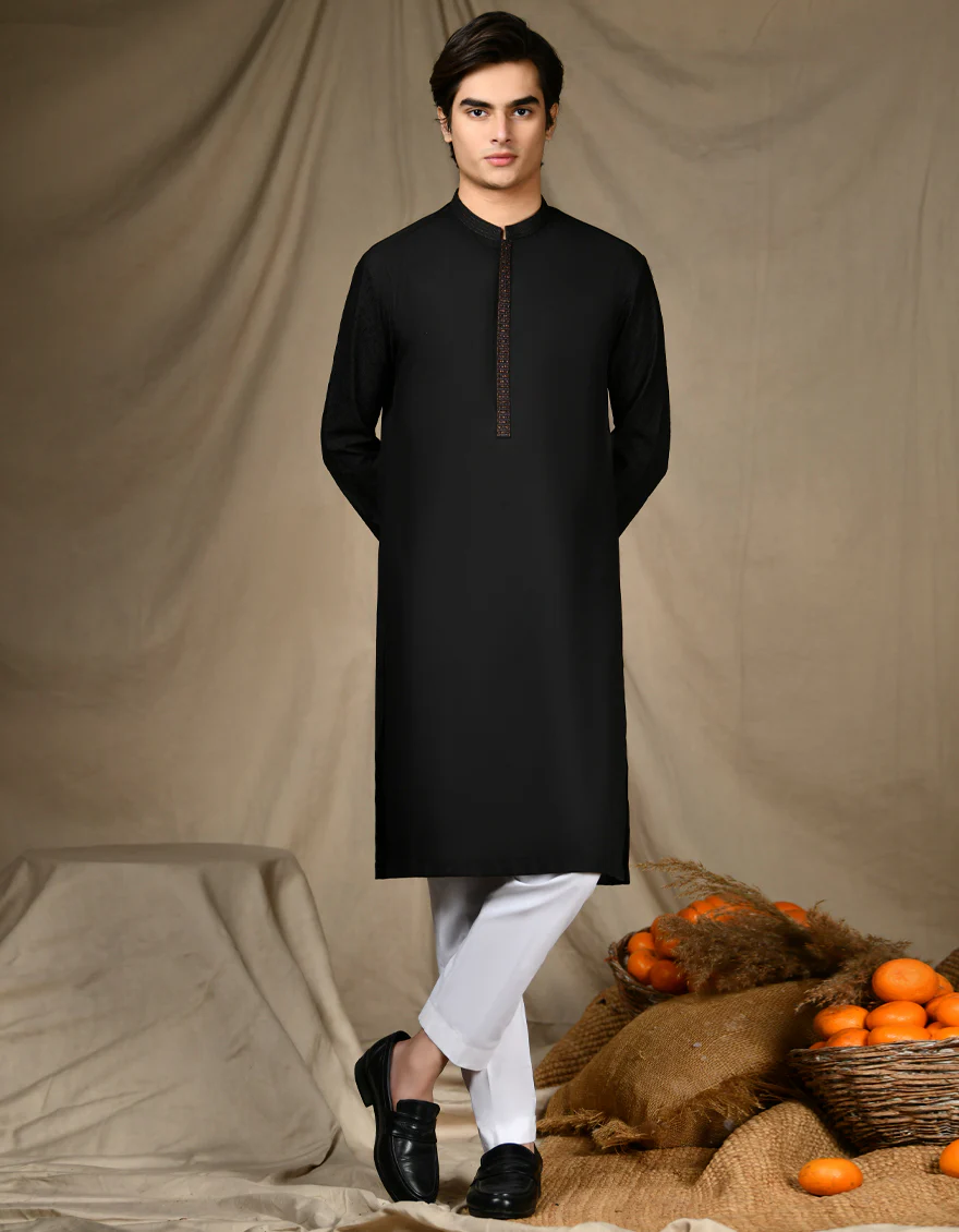 BLACK KURTA | JTK-SP-A-45426/S24/JJ8791-FL
