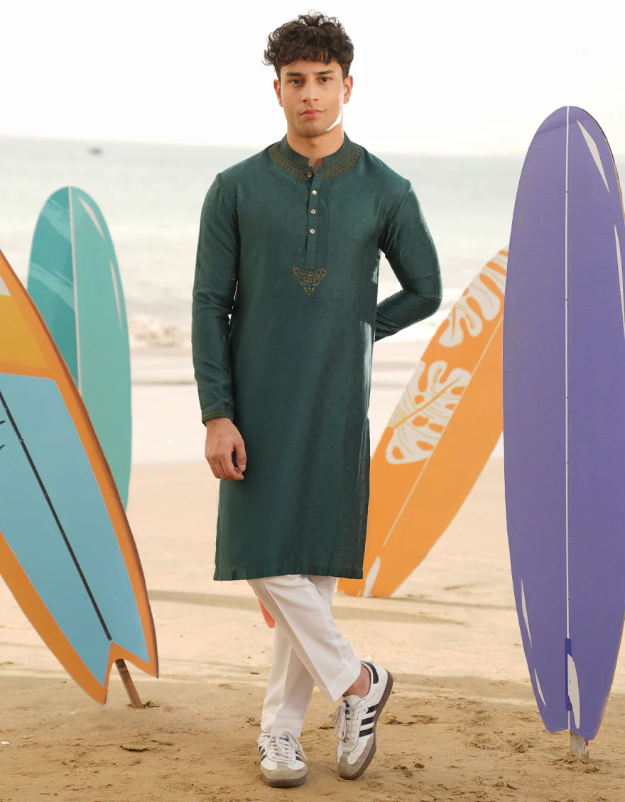 DARK GREEN BLENDED SPECIAL KURTA | JTK-SP-A-45530/S25/JJ9517-FL