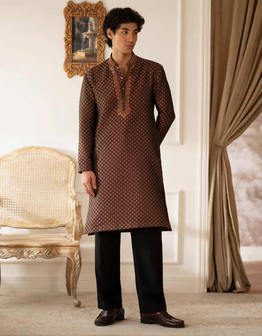 MAROON BLENDED SPECIAL KURTA | JTK-SP-A-48226/S25/JJ9882-FL