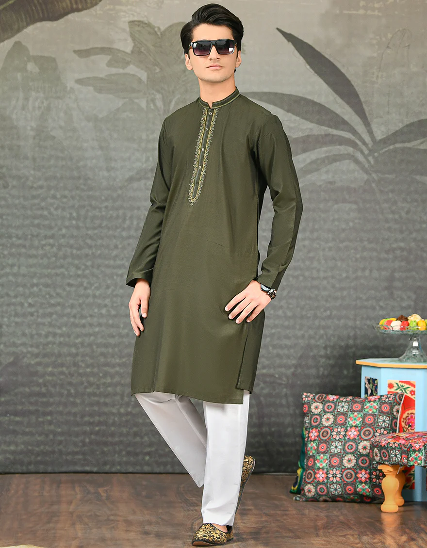 DARK GREEN BLENDED SPECIAL KURTA | JTK-SP-US-44005/S22/JJ8139-FL