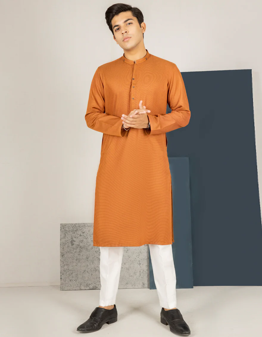 RUST BROWN BLENDED KURTA | JTK-US-43195/A22/JJ8691-CL
