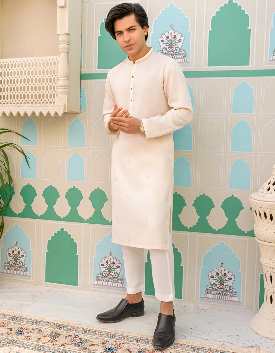 BEIGE BLENDED KURTA | JTK-US-44189/A23/JJ8832-SF