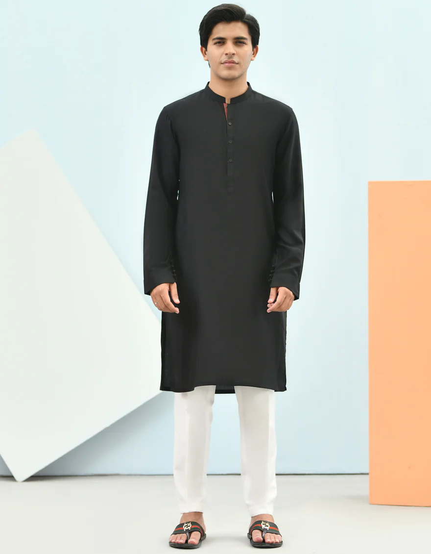 BLACK BLENDED KURTA | JTK-US-45043/A22/JJ8271-CL