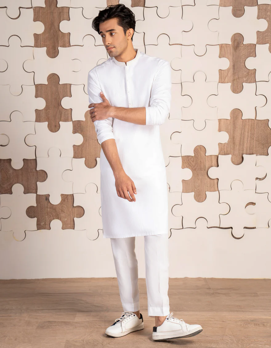 WHITE COTTON KURTA | JTK-W-34853/S24/JJ9631-FL