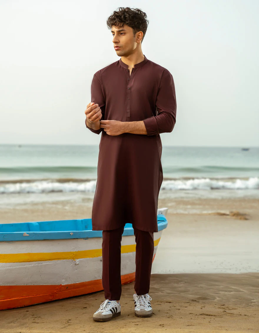MAROON COTTON KURTA TROUSERS | JTKP-A-39284/S25/JJ9