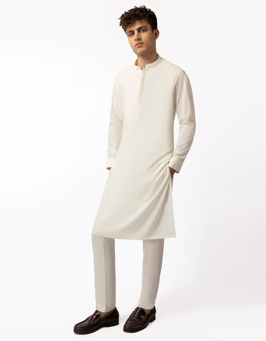 CREAM BLENDED KURTA TROUSERS | JTKP-A-42040/S26/JJ10376-SF