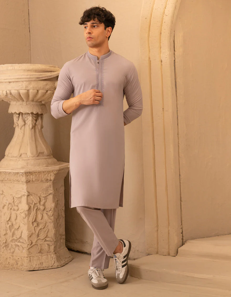 GREY BLENDED KURTA TROUSERS | JTKP-A-46684/S25/JJ10032-SF