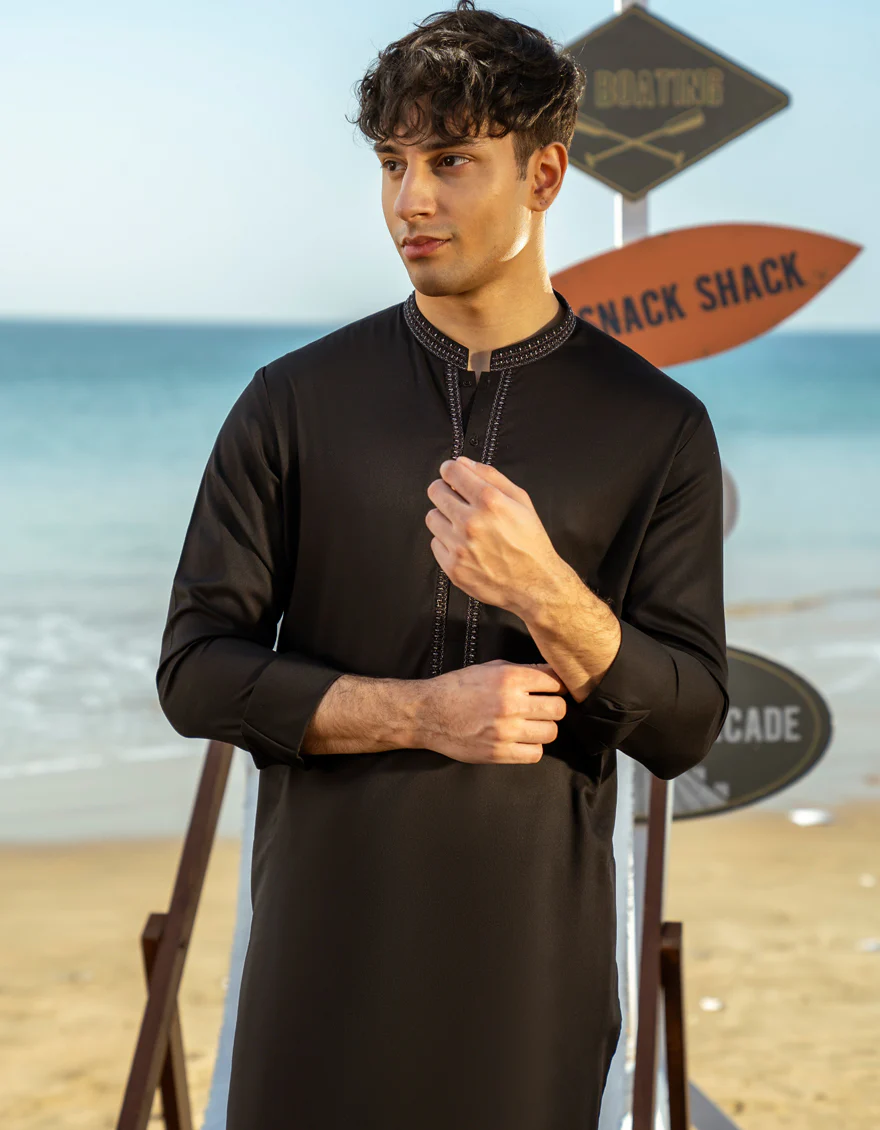 BLACK BLENDED KURTA TROUSERS | JTKP-A-50036/S25/JJ9