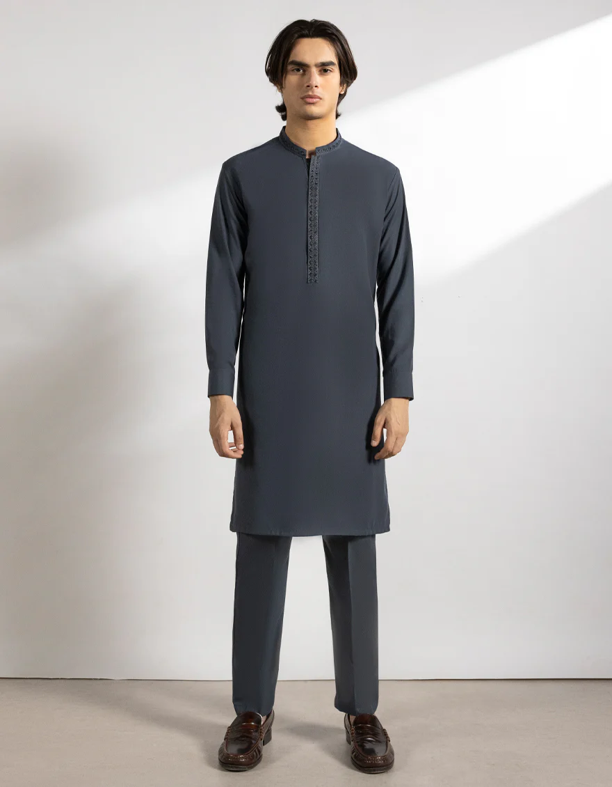 GREY BLENDED KURTA TROUSERS | JTKP-A-50233/S25/JJ9536-SF
