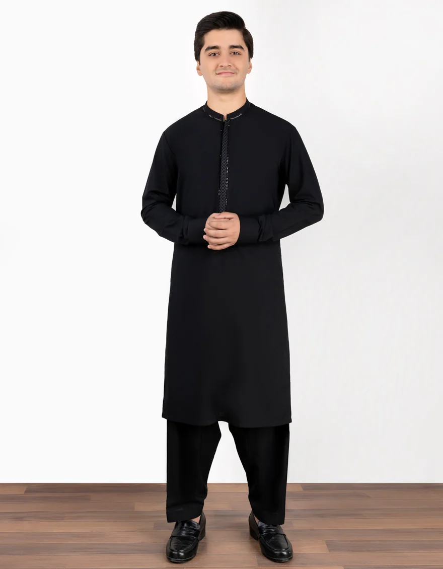 BLACK BLENDED KURTA TROUSERS | JTKP-S-US-34362/S23/JJ8726-FL