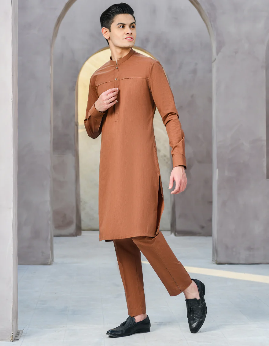 RUST BLENDED KURTA TROUSERS | JTKP-S-US-35906/S22/JJ7638-CL