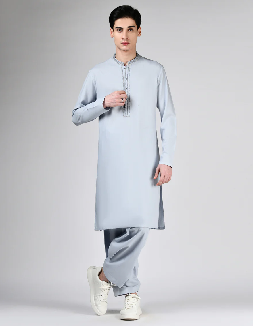 DULL GREY BLENDED KAMEEZ SHALWAR | JTKS-A-34894/S24/JJ9622-SF