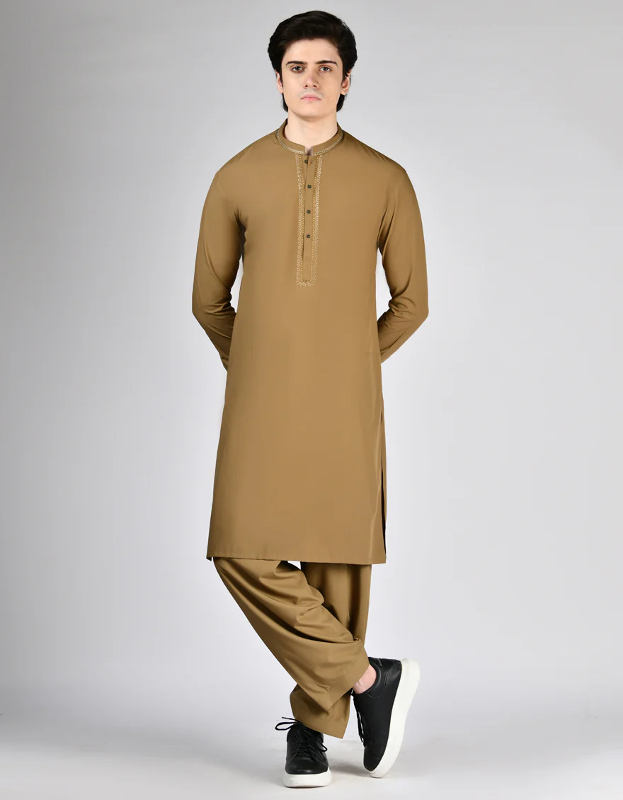CAMEL BROWN BLENDED KAMEEZ SHALWAR | JTKS-A-34921/S24/JJ9615-SF