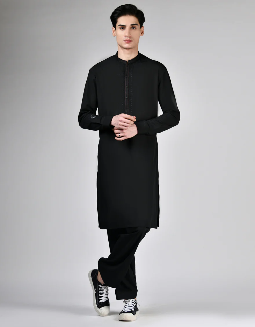 BLACK BLENDED KAMEEZ SHALWAR | JTKS-A-34937/S24/JJ9616-FL