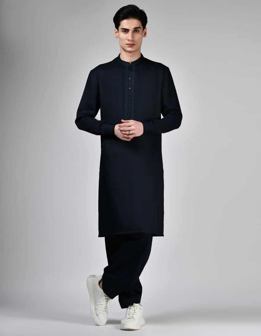 NAVY BLUE BLENDED KAMEEZ SHALWAR | JTKS-A-34941/S24/JJ9632-FL