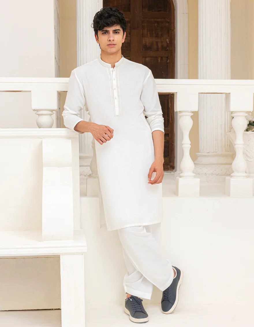 OFF WHITE BLENDED KAMEEZ SHALWAR | JTKS-A-39282/S25/JJ9897-FL