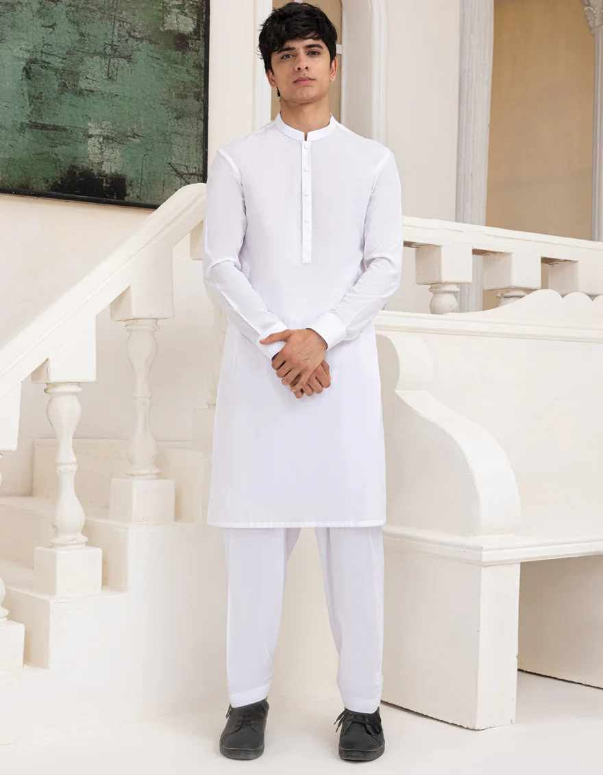 WHITE BLENDED KAMEEZ SHALWAR | JTKS-A-39290/S25/JJ6732-PN