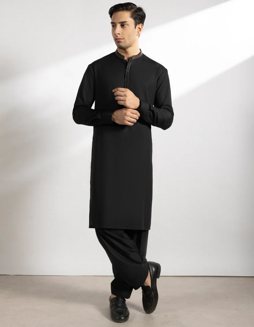 BLACK BLENDED KAMEEZ SHALWAR | JTKS-A-39359/S25/JJ9815-FL