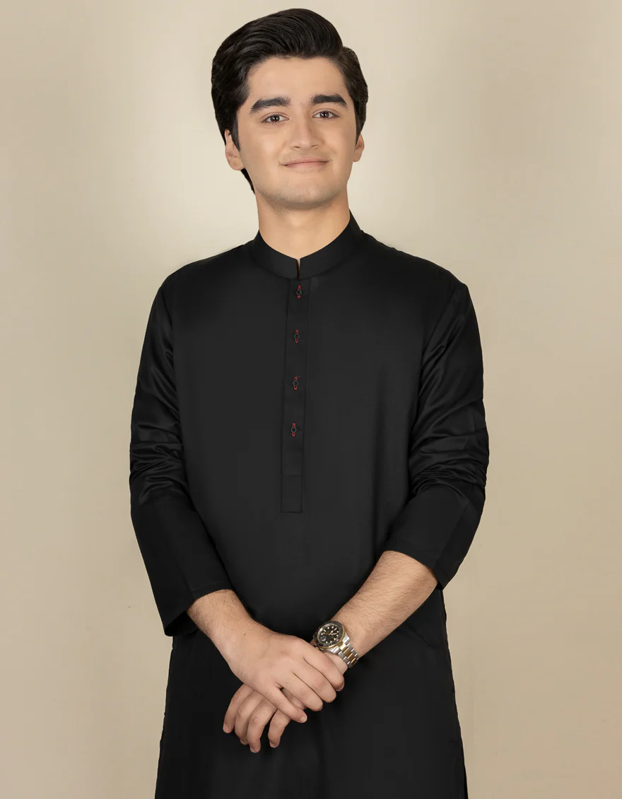 BLACK BLENDED KAMEEZ SHALWAR | JTKS-A-40200-R10-AP/ - Image 2