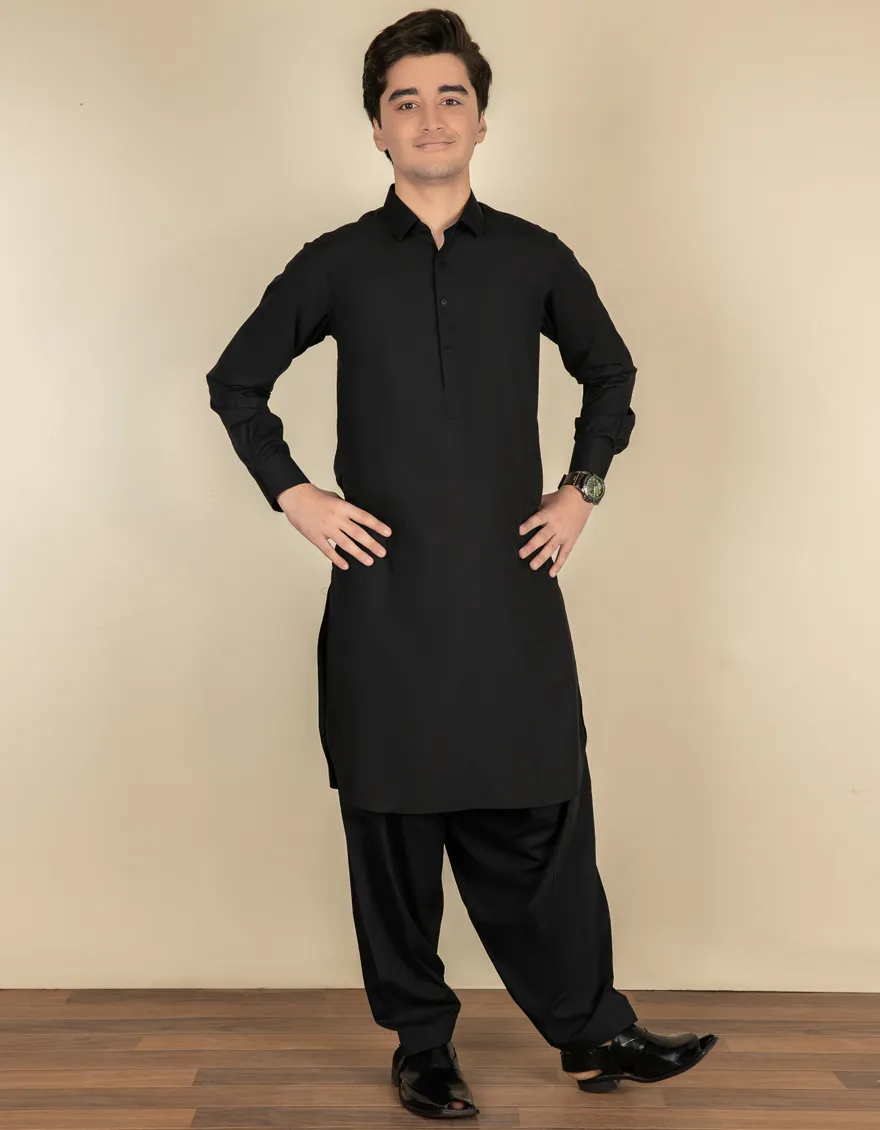 BLACK BLENDED KAMEEZ SHALWAR | JTKS-A-40201-R10-AP/