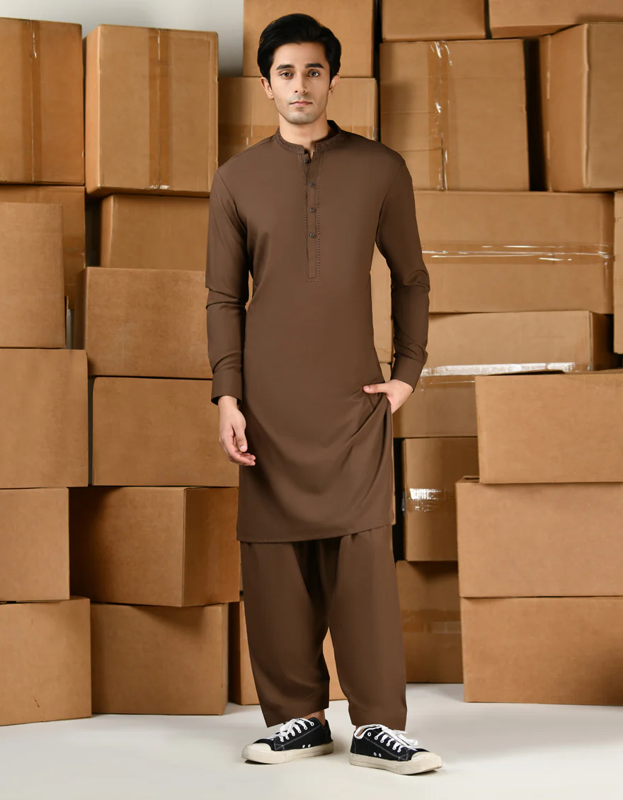BROWN KAMEEZ SHALWAR | JTKS-A-46427/S24/JJ9534-SF